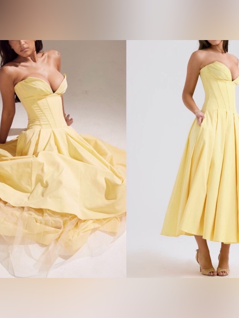 House of CB 'Lady' Sunshine Strapless Tulle Corset Midi Dress